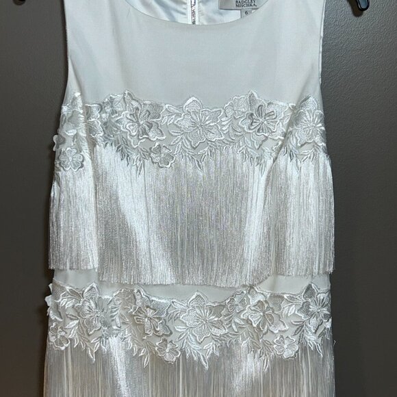 Badgley Mischka Tiered Fringe Cocktail Flapper Dress - Picture 2 of 8